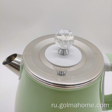 1,8-литровый электрический чайник в стиле ретро с двойными стенками и автоматическим отключением Розовый чайник с подставкой на 360 градусов